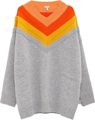 Loewe Maglione con design color-block e scollo a V - Grigio