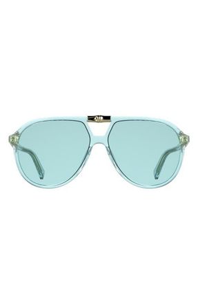 Longchamp Roseau 58mm Aviator Sunglasses in Transparent Aqua at Nordstrom