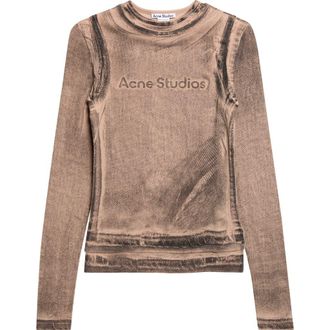 Acne Studios Elga Fitted Double Layered Garment Print Long Sleeve T-Shirt in Pumpkin Orange at Nordstrom, Size X-Small