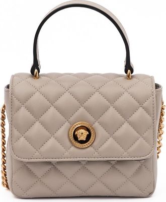 Versace Taupe Quilted Leather Womens Handbag