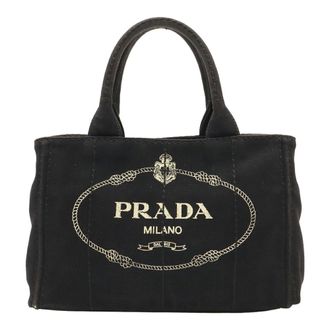 Prada Black Nero Canvas Handbag Tote Bag (Pre-Owned)