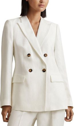 Reiss Lori Double-Breasted Linen-Blend Blazer