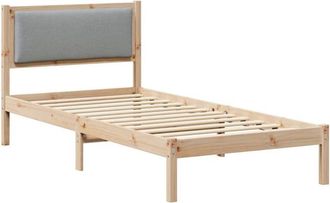 vidaXL Estructura de cama con cabecera Gris Claro 100 x 200 cm vidaXL
