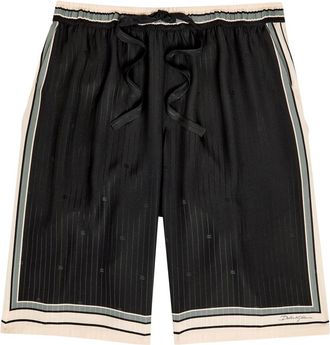 Dolce & Gabbana Striped Logo-jacquard Silk Shorts - Black - 48 (IT48 / M)