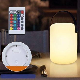 OEM L&aacute;mpara De Mesa Led Inal&aacute;mbrica Recargable: 16 Colores, 4 Niveles De Brillo, Mando A Distancia Incluido, Resistente Al Agua (ip44), Ideal Para Uso En 