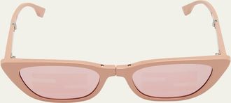 Fendi Baguette Mirrored Folding Nylon Cat-Eye Sunglasses