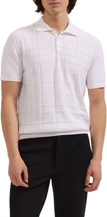 Bugatchi Textured Grid Polo Sweater in White at Nordstrom, Size Xx-Large