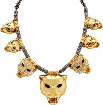 Roberto Cavalli Gold-Tone Crystal Panther Necklace