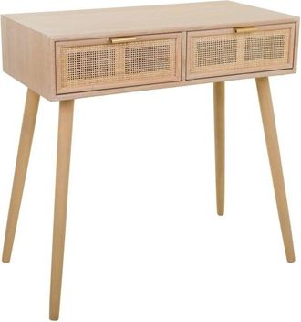 Wanderlust Deco Wanderlust Deco - Recibidor de madera y rejilla marrón 80x42x79