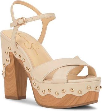 Jessica Simpson Samintia Ankle Strap Platform Sandal in Soft Ivory at Nordstrom, Size 7.5