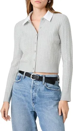French Connection Cable Knit Layered Look Cardigan in Heather Grey at Nordstrom, Size X-Large