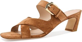 Stuart Weitzman Sai Slides 50 Womens Sandals Doe : 7.5 M, Leather