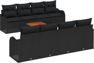 vidaXL Garden Sofa Set 9 pcs Black Poly rattan Vidaxl