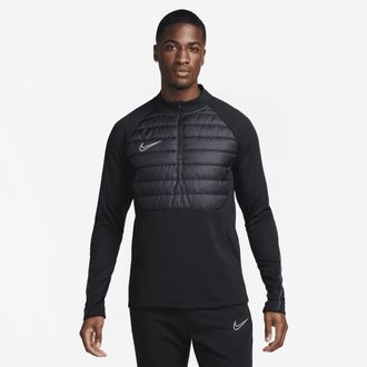 Nike Mens Academy Winter Warrior Therma-FIT 1/2-Zip Soccer Top in Black | FB6816-010