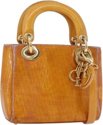 Dior Pre-owned Handbags, female, Yellow, Size: ONE SIZE Pre-owned Vintage Canvas Hand Bag