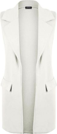 Generic New Ladies Womens Sleeveless Long Waistcoat Open Front Stylish Crepe Pocket Jacket Coat PLUS SIZE