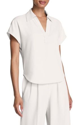 Spanx Oversize Short Sleeve Collared Shirt in Ivory at Nordstrom, Size Large