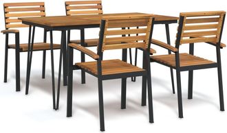 vidaXL Juego De Comedor De Jard&iacute;n 5 Pzas Madera Maciza Acacia Y Metal Vidaxl