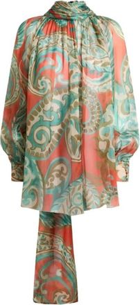 Etro Top met ruches en sjaal - Dames - Blouses - Veelkleurig - S - Overhemden