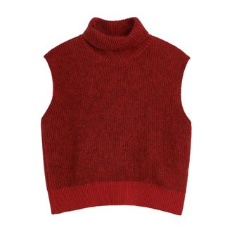 Soulland Truien & Vesten, Dames, Rood, M/L, Kasjmier, Hoge Hals Kasjmier Vest