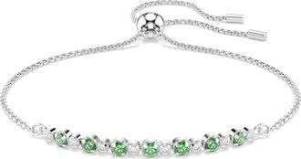 Swarovski Matrix Bracelet, Round Cut, Green, Rhodium Plated