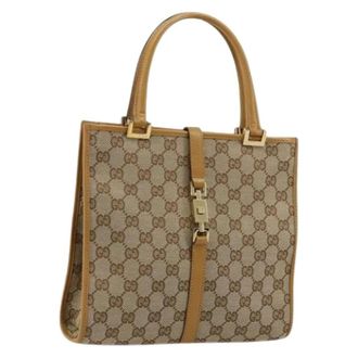 Gucci Pre-owned Handbags, female, Beige, Size: ONE SIZE Pre-owned Vintage GG Canvas Shoulder Bag
