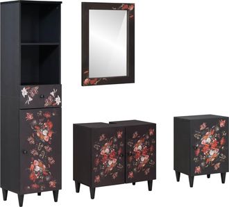 vidaXL Juego De Muebles De Ba&ntilde;o 4 Uds. Madera De Mango Maciza Vidaxl