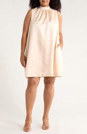 Sugarlips Keyla Satin Trapeze Dress in Ivory at Nordstrom, Size 3 X