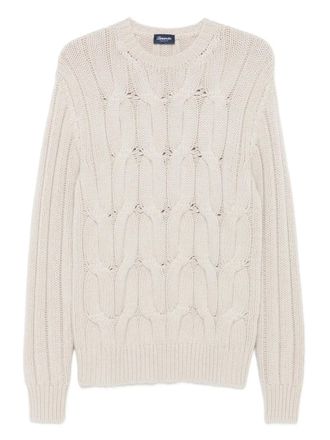 Drumohr cable-knit crew-neck sweater - Neutrals