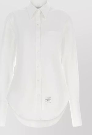Thom Browne shirt curved hem chest pocket button cuffs