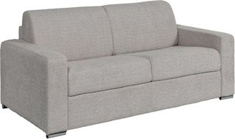 Vente-Unique Vente-unique - Divano letto 3 posti a ribalta Posto letto doghe larghe 140cm Mater. 22cm memory foam in Tessuto bouclette Grigio - calito