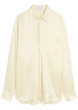 Stella McCartney Stella Mccartney Faux Pearl-embellished Satin Shirt - Cream - 42 (UK10 / S)