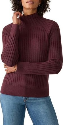 Faherty Jackson Mock Neck Cotton Blend Rib Sweater in Huckleberry Heather at Nordstrom Rack, Size Small