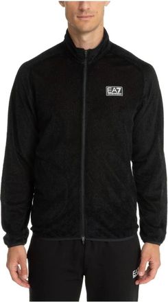 Emporio Armani Zip-throughs, male, Black, Size: S Zip Plain Logo Jacket with Pockets