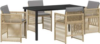 vidaXL Garden Dining Set 5 pcs Light grey Poly rattan Vidaxl