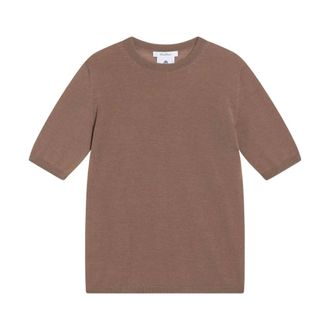 Max Mara Round-neck Knitwear, female, Brown, Size: S Brown T-shirt and Polo Collection