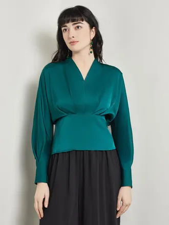 Misook Batwing Sleeve Blouse - Crepe De Chine