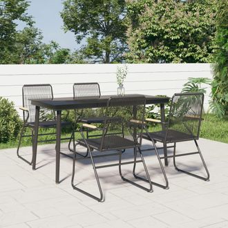 vidaXL Juego De Comedor De Jard&iacute;n 5 Piezas Rat&aacute;n Pvc Negro Vidaxl