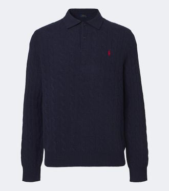 Polo Ralph Lauren Cable-knit wool and cashmere polo sweater