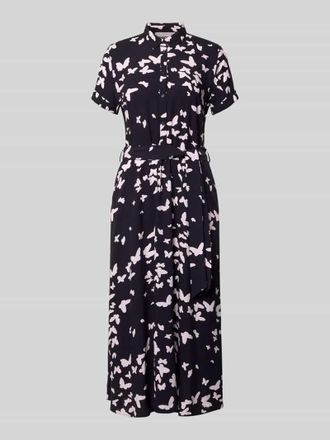 Christian Berg Hemdblusenkleid im Allover-Look mit Bindeg&uuml;rtel in Marine, Gr&ouml;&szlig;e 34