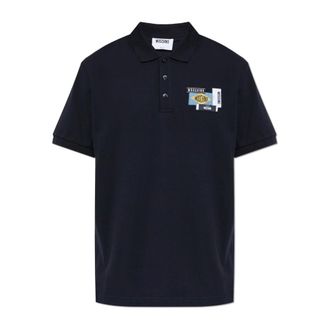 Moschino Polo Shirts, male, Blue, Size: 2XL Polo Shirt with Appliqu&eacute;s