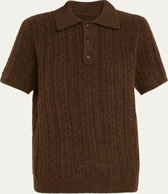 Maison Margiela Short-Sleeve Cable-Knit Polo Shirt
