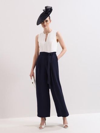 Phase Eight Brylee Wide Leg Jumpsuit in Navy/ivory at Nordstrom, Size 14