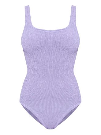 Hunza G Coverage square-neck crinkle swimsuit - Purple