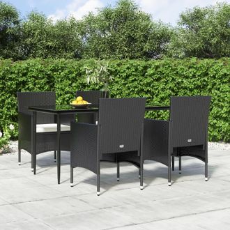 vidaXL Juego De Comedor De Jard&iacute;n 5 Piezas Con Cojines Negro Vidaxl