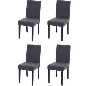 Hhg Set 4x sedie Littau tessuto soggiorno cucina sala da pranzo 43x56x90cm antracite piedi scuri