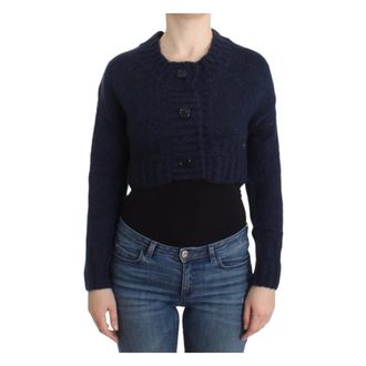 John Galliano Blauwe Cropped Cardigan met Stijl - Dames - Vesten - Blauw - XS - Truien & Vesten