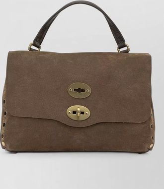 Zanellato leather studded top handle shoulder bag