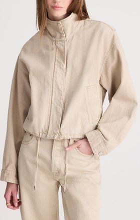 Madewell Denim Crop Field Jacket in Faded Khaki at Nordstrom, Size Xx-Large