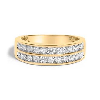 House of Brilliance 10K Yellow Gold Two-Row 1.0 Cttw Diamond Band Ring at Nordstrom, Size 8